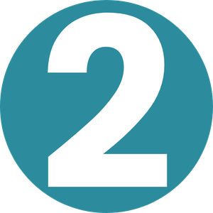 White number '2' on a teal circle