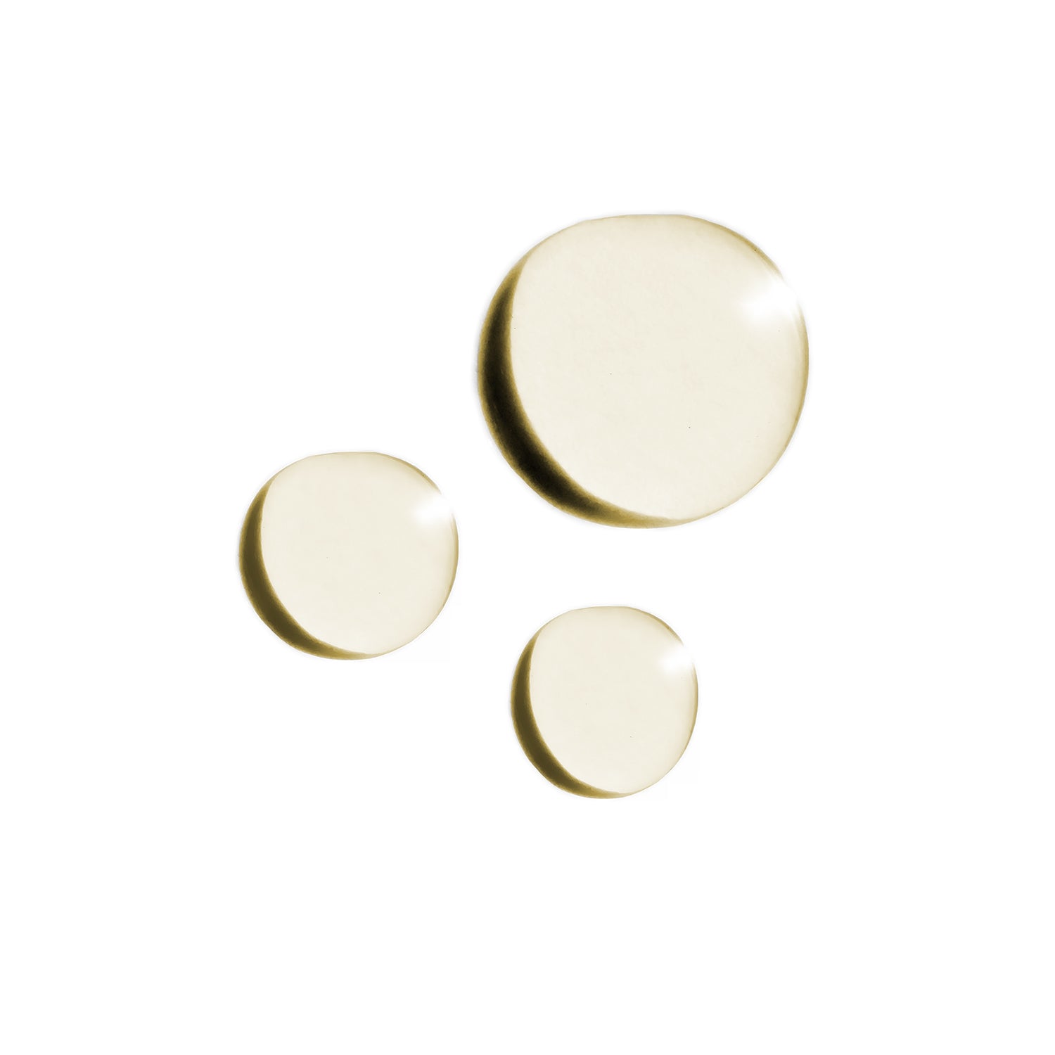 Close up of droplets of Indie Lee serum on a white background