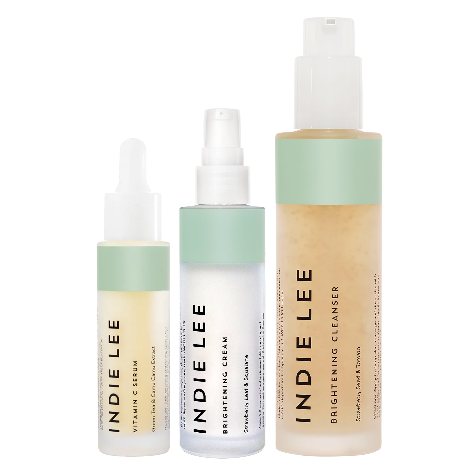 Set of Indie Lee skincare products on a white background
