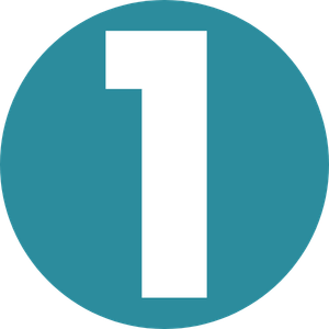 White number '1' on a teal circle